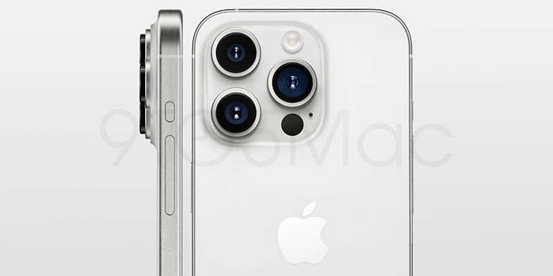 نمای پشتی نسخه نقره‌ای رنگ iPhone 15 Pro