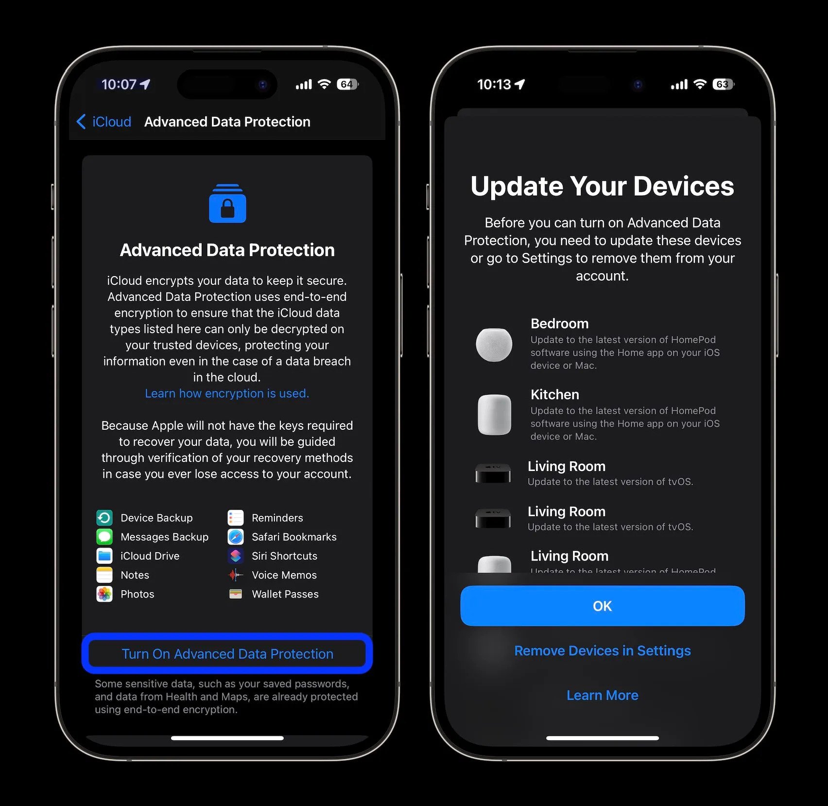 قابلیت end to end encryption آیفون