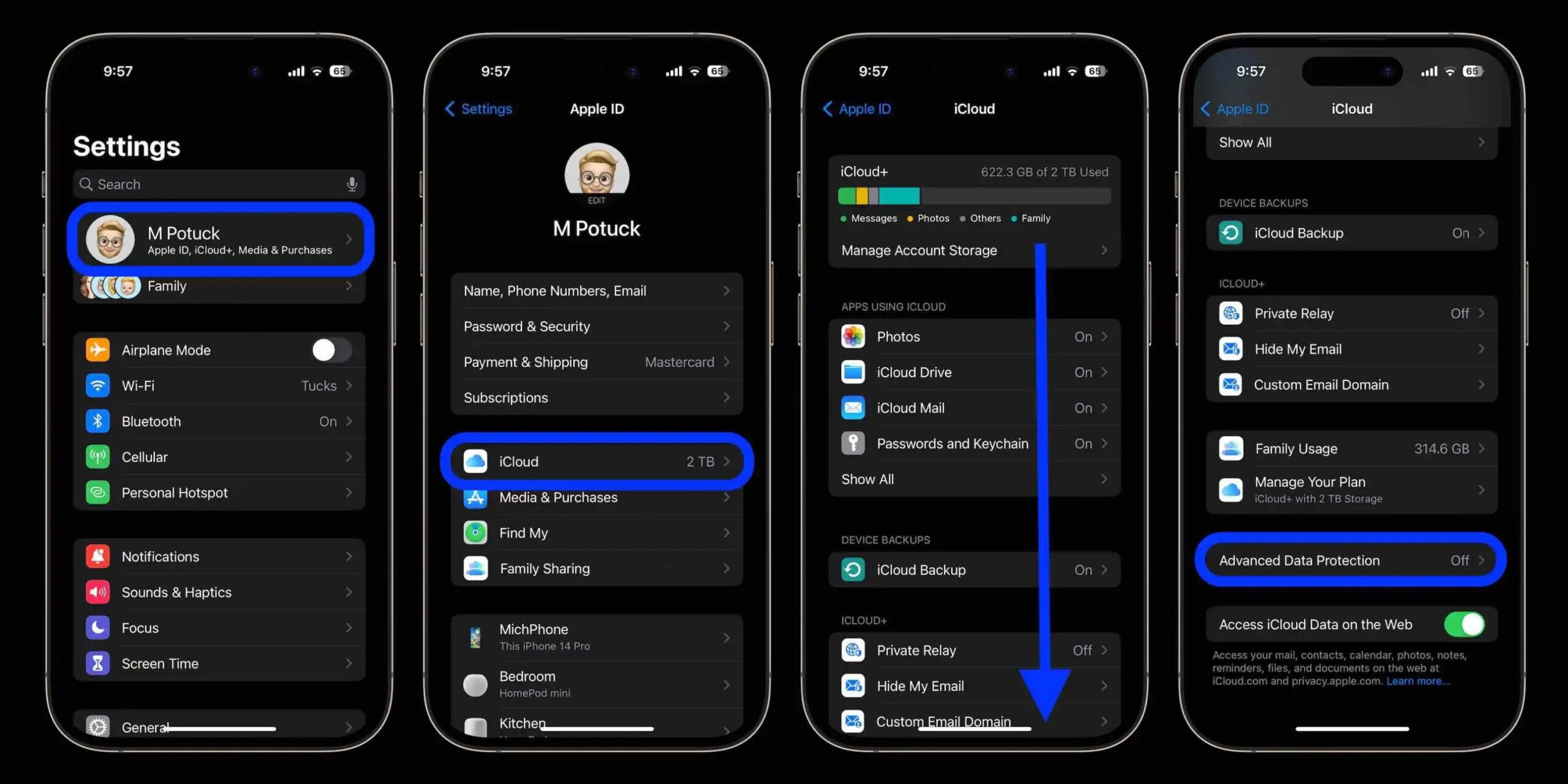 مراحل فعال سازی قابلیت end to end encryption در آیفون