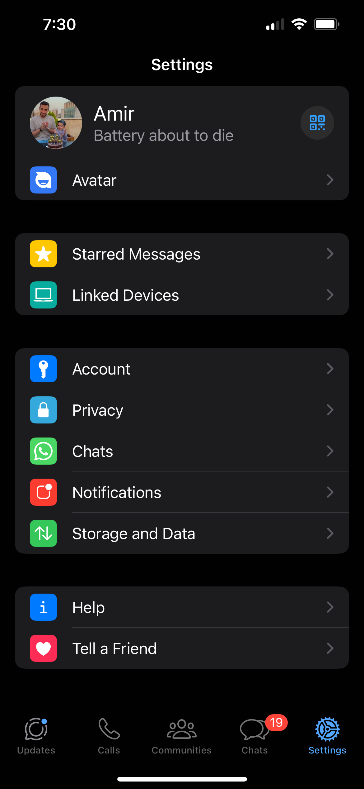 تنظیمات واتس اپ آیفون