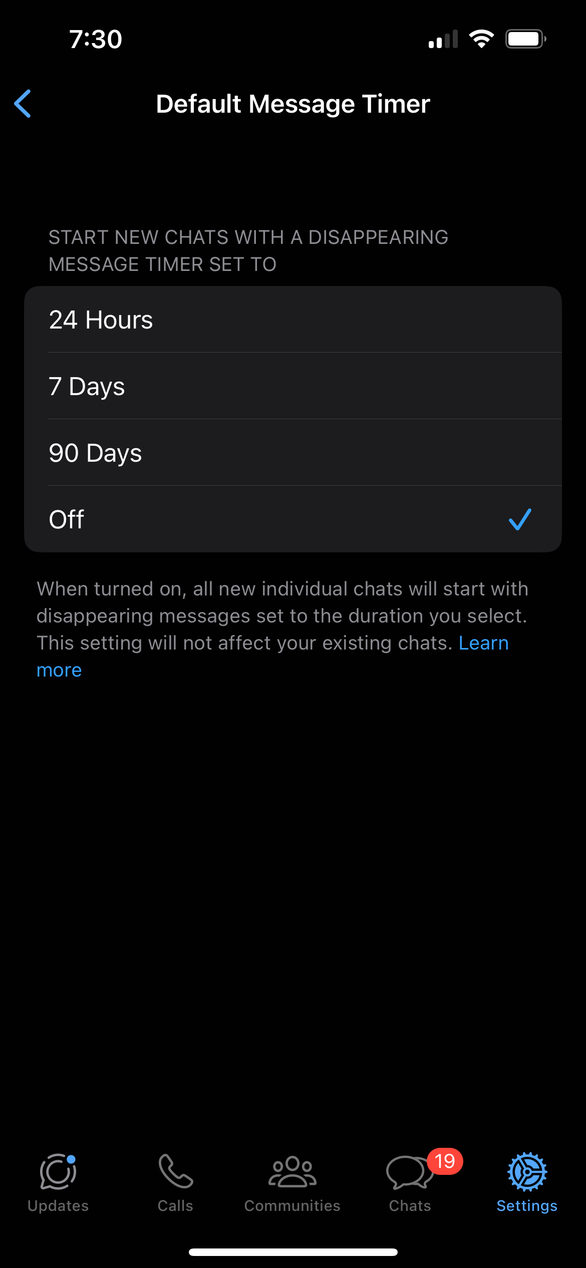 پیام ناپدید شونده WhatsApp