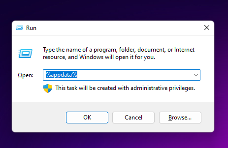 Run Window AppData