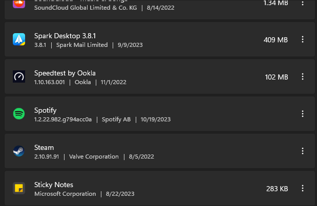 Spotify in Uninstall Window