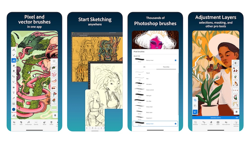 محیط اپلیکیشن Adobe Fresco
