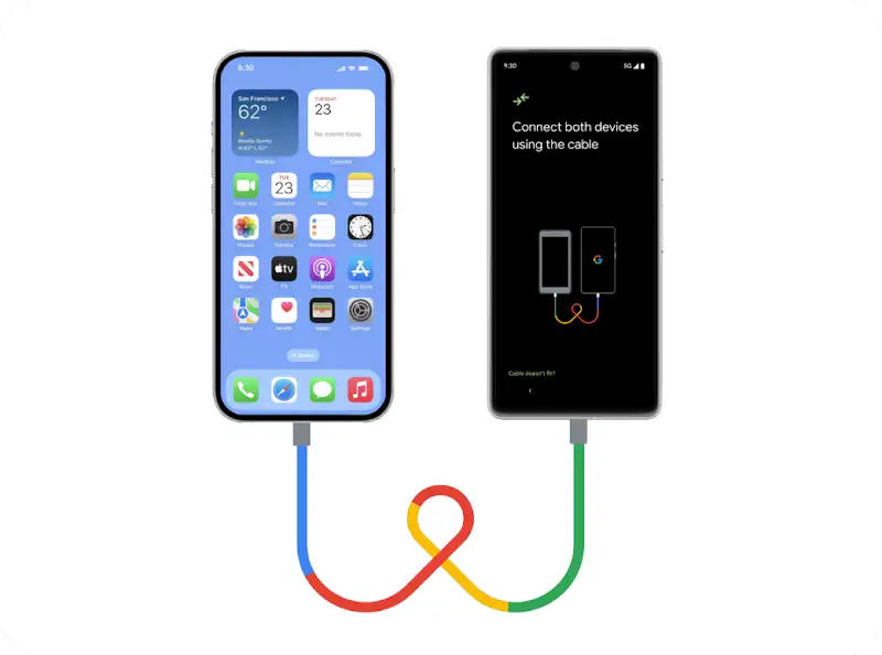 انتقال اطلاعات از آیفون به اندروید به روش سیمی با Switch To Android
