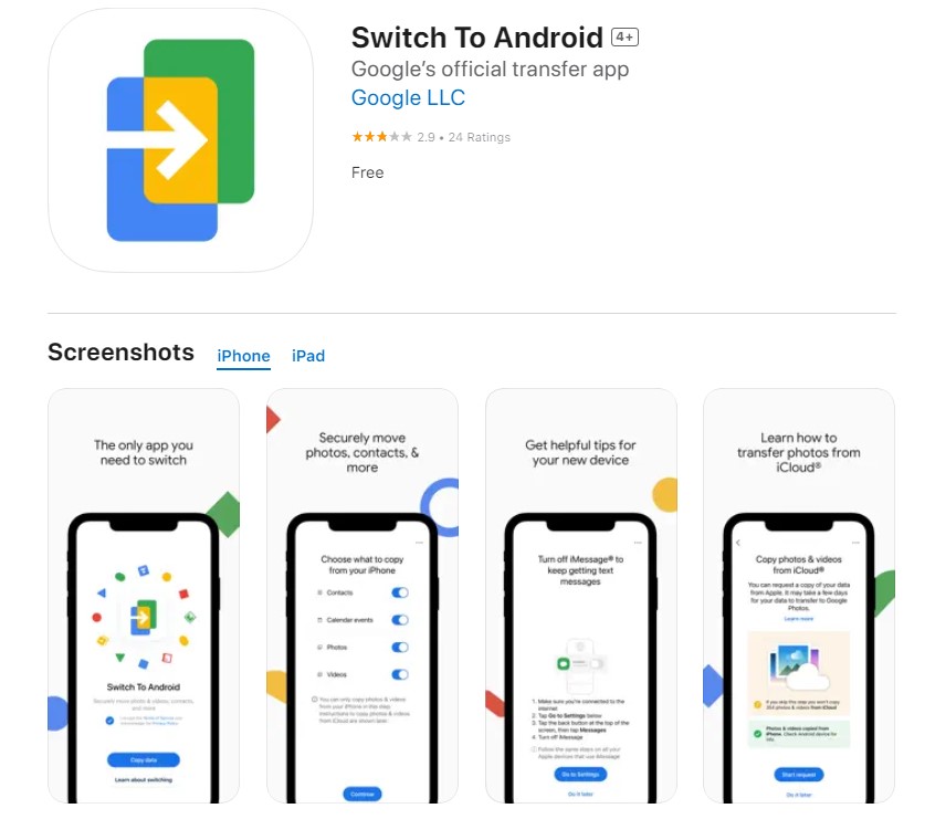 اپلیکیشن Switch To Android در اپ استور