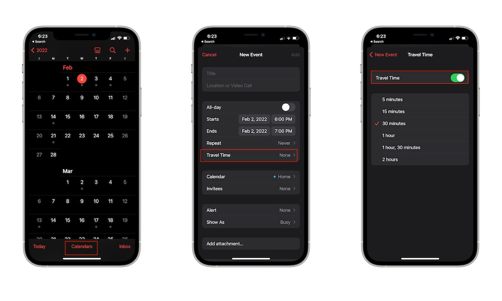 استفاده از قابلیت Travel Time در برنامه تقویم
