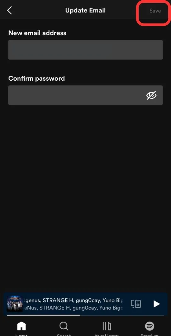 تغییر آدرس ایمیل Spotify