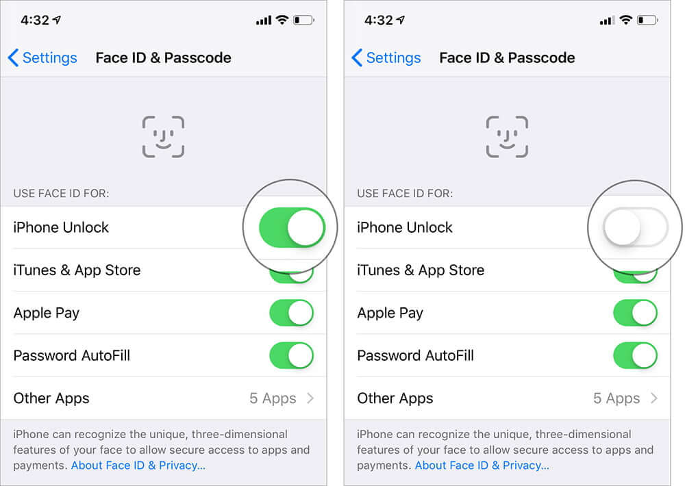 غیرفعال کردن Face ID آیفون