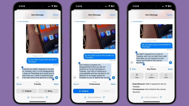 ابزارهای کمکی نوشتن آیمسیج در iOS 18