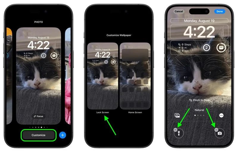 شخصی سازی دکمه های لاک اسکرین آیفون در iOS 18