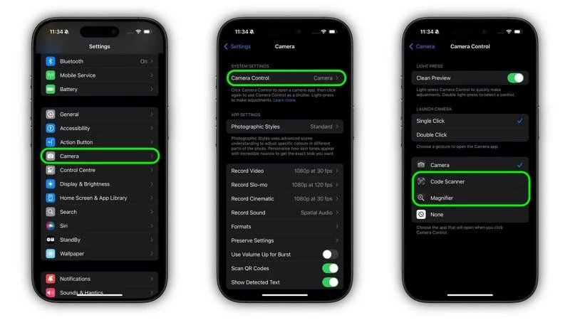 تغییر کاربری دکمه Camera Control آیفون