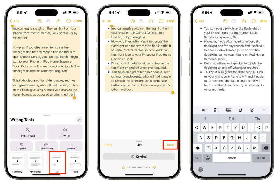 تبدیل متن به لیست با Apple Intelligence