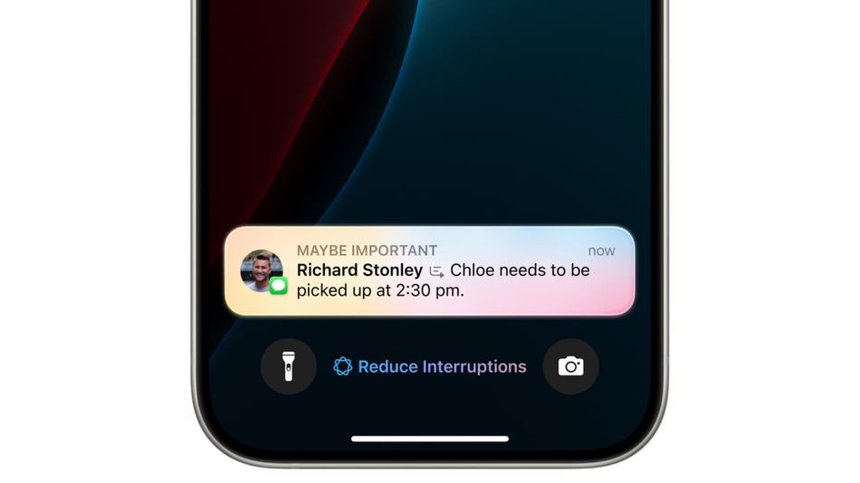 نوتیفیکیشن‌ها در طول فعال بودن Reduce Interruptions