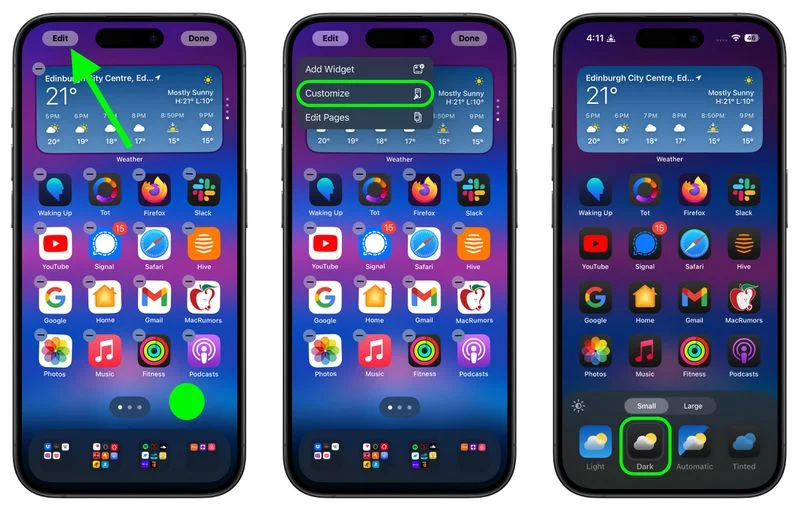 فعالسازی دارک مود برای آیکون های آیفون در iOS 18