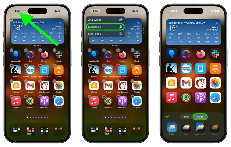 بزرگ کردن آیکون‌ها و حذف برچسب‌ها در iOS 18